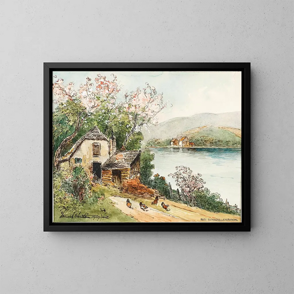 Spring in the Wachau Valley - Heinrich Josef Wertheim — framed artwork on a wall