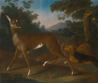 A landscape with dogs hunting a roe deer - Heinrich Lihl — artwork view