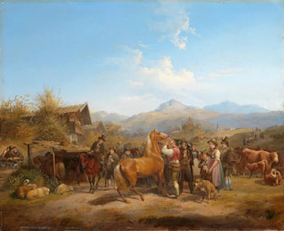 Market at the Horses in Tyrol - Heinrich Marr — artwork view
