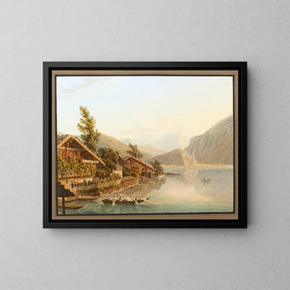 View of a part of the village of Brienz towards Meiringen - Heinrich Meichelt — framed artwork on a wall