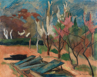 Garden with greenhouse flower beds - Heinrich Nauen — artwork view