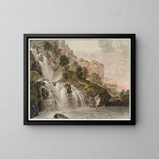 the Last Waterfall of the Reichenbach in the Oberhasli Valley - Heinrich Rieter — framed artwork on a wall