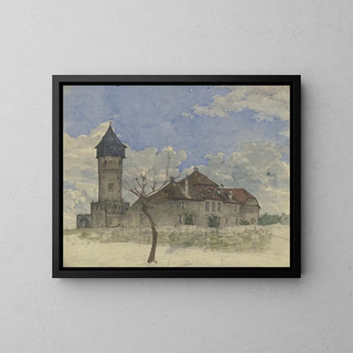The watchtower at Sachsenhausen - Heinrich Rumbler — framed artwork on a wall