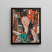 Woman and black cat in the night: Portrait of Ingeborg Stegemann - Heinrich Stegemann — framed artwork on a wall