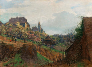 View of Weienkirchen from a vineyard in the Wachau region - Heinrich Tomec — artwork view