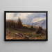 Deer in a vast landscape with uprooted trees - Heinrich Tomec — framed artwork on a wall