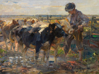 Bergère avec veaux - Heinrich von Zügel — artwork view