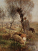 Berger avec chien et troupeau sous des saules au bord de l'eau - Heinrich von Zügel — artwork view