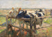 Blackboard and yellow pie at the pasture of young cattle - Heinrich von Zügel — artwork view