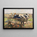 Blackboard and yellow pie at the pasture of young cattle - Heinrich von Zügel — framed artwork on a wall
