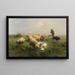 Pastoral Scene in Sunlight - Heinrich von Zügel — framed artwork on a wall