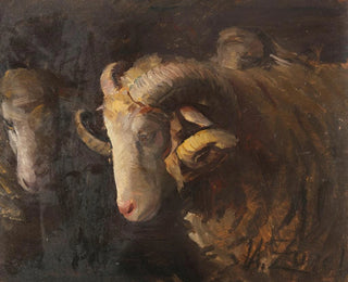 Head of ram and ewe mother - Heinrich von Zügel — artwork view