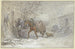 Winter Farm Scene, a horse is led to the stable by the coachman - Heinrich Winter — artwork view