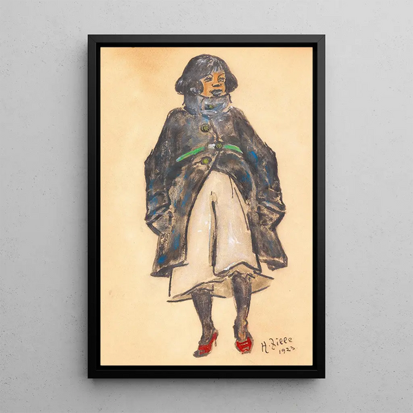 Young Girl - Heinrich Zille — framed artwork on a wall