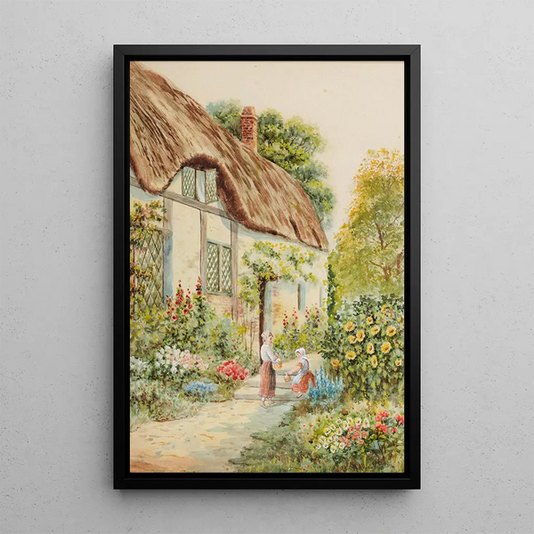 Cottage Garden Painting - Helen Allingham — framed artwork on a wall