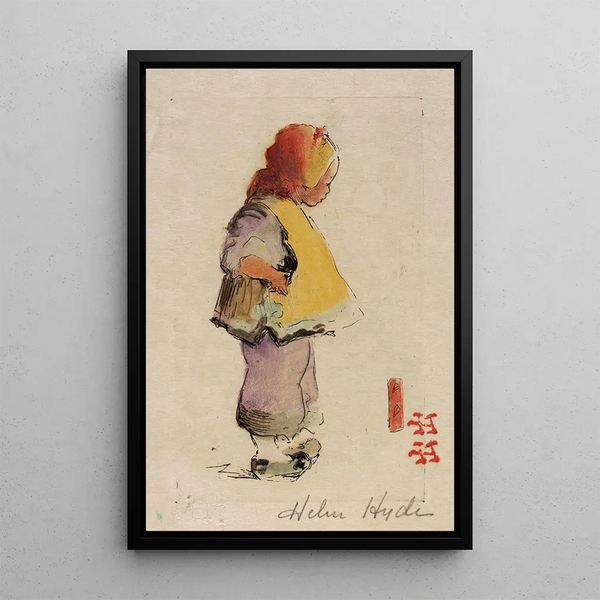 A Girl from the Country - Helen Hyde — framed artwork on a wall