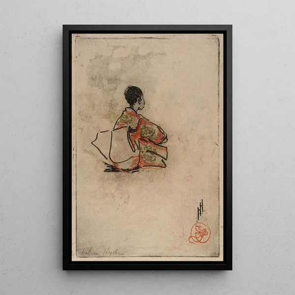 Petite danseuse du No - Helen Hyde — framed artwork on a wall