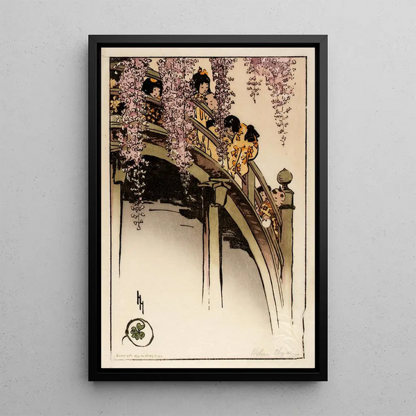 Pont de la lune à Kameido - Helen Hyde — framed artwork on a wall