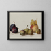 Prunes, peaches and grapes - Helen Searle — framed artwork on a wall