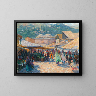 Market in Sarajevo - Helene DomKomers — framed artwork on a wall