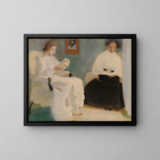 Girls Reading - Helene Schjerfbeck — framed artwork on a wall