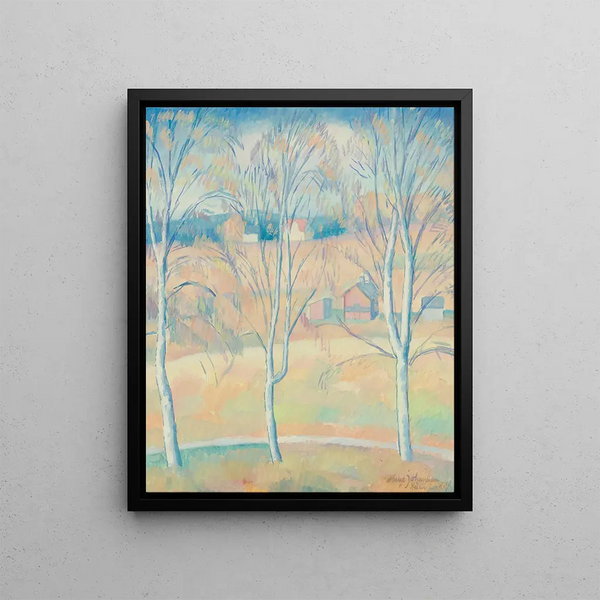 Spring Landscape of Hälsingland - Helge Johansson — framed artwork on a wall