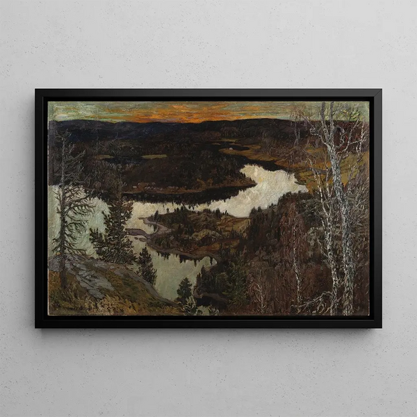 Autumn in Nordingrå - Helmer Osslund — framed artwork on a wall