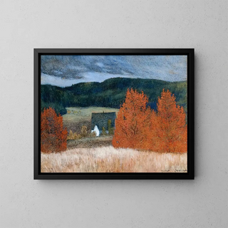 Autumn Mood Painting in Jämtland - Helmer Osslund — framed artwork on a wall