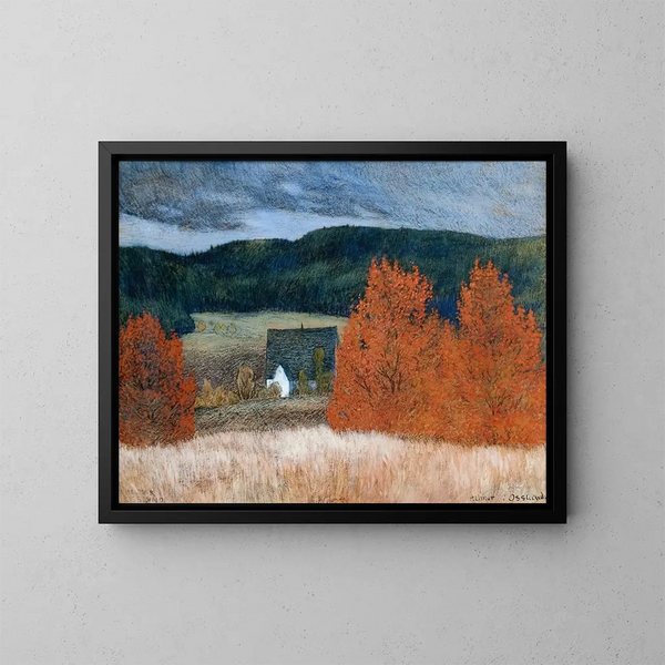 Autumn Mood Painting in Jämtland - Helmer Osslund — framed artwork on a wall