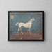 A white horse - Hema A Groy — framed artwork on a wall