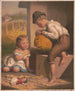 Boy and girl carving a pumpkin lantern - Hencke Scott — artwork view