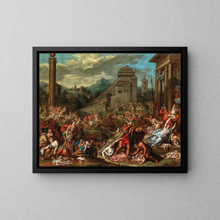 The Massacre of the Innocents - Hendrick Cantelbeek — framed artwork on a wall