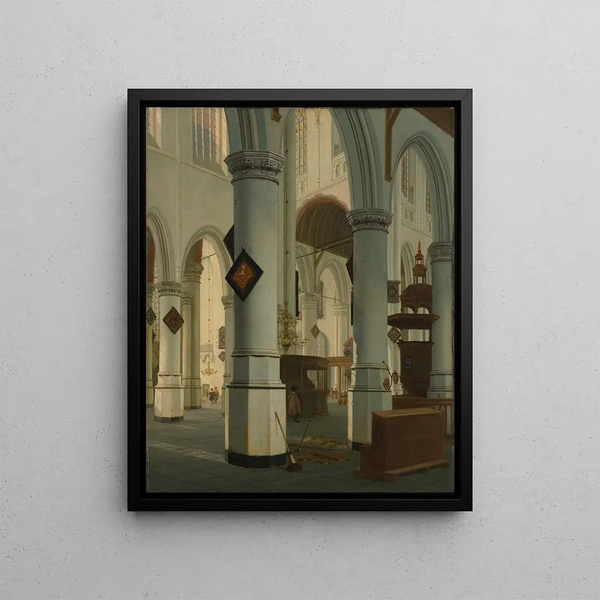 Interior painting of the old church in Delft - Hendrick Cornelisz van Vliet — framed artwork on a wall