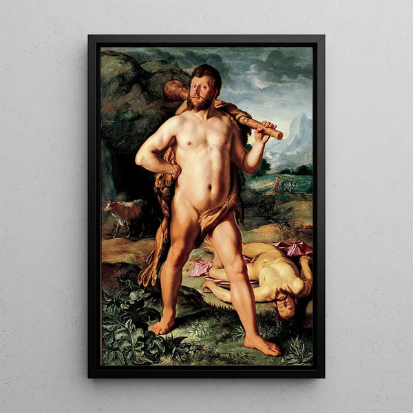 Hercules and Cacus - Hendrick Goltzius — framed artwork on a wall