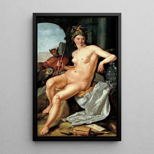 Minerve - Hendrick Goltzius — framed artwork on a wall