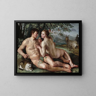 The Fall of Man - Hendrick Goltzius — framed artwork on a wall
