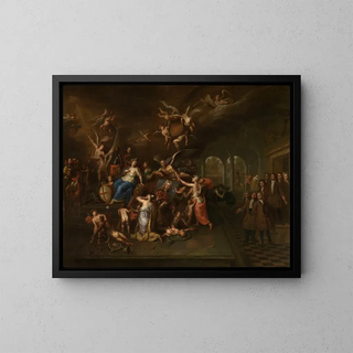 La guilde des jeunes albarests vénère le portrait du doyen Karel de Cordes - Hendrick Govaerts — framed artwork on a wall