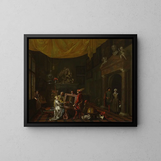 Visit to the painter's studio - Hendrick Govaerts — framed artwork on a wall