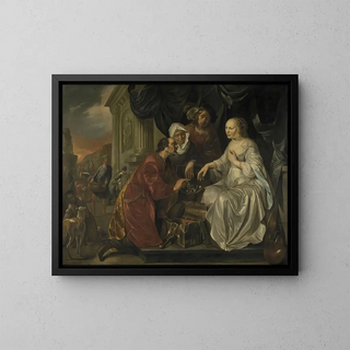 Rebecca receiving gifts from Abraham's servant - Hendrick Heerschop — framed artwork on a wall