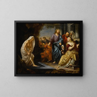 The Resurrection of Lazarus - Hendrick Heerschop — framed artwork on a wall