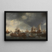 Port with sailboats and ferry - Hendrick Jacobsz Dubbels — framed artwork on a wall