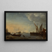 Calm Sunset Ships - Hendrick Jacobsz Dubbels — framed artwork on a wall