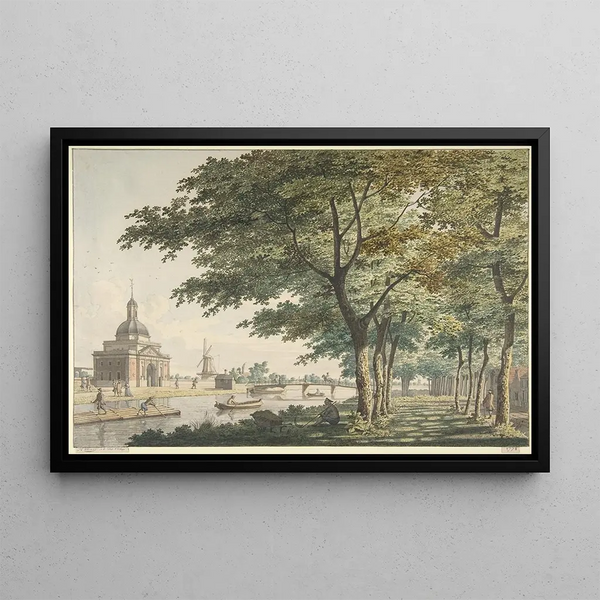 La Porte de Muider à Amsterdam vue depuis la Plantage - Hendrick Keun — framed artwork on a wall