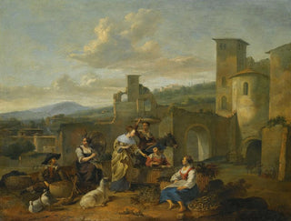 an Italian landscape with vegetable vendors - Hendrick Mommers — artwork view