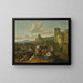 an Italian landscape with vegetable vendors - Hendrick Mommers — framed artwork on a wall