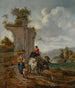 an Italian landscape with villagers and a ox cart - Hendrick Mommers — artwork view