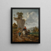 an Italian landscape with villagers and a ox cart - Hendrick Mommers — framed artwork on a wall