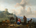 Family of shepherds at the foot of ancient ruins and Family of shepherds by a river - Hendrick Mommers — artwork view