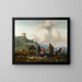 Family of shepherds at the foot of ancient ruins and Family of shepherds by a river - Hendrick Mommers — framed artwork on a wall