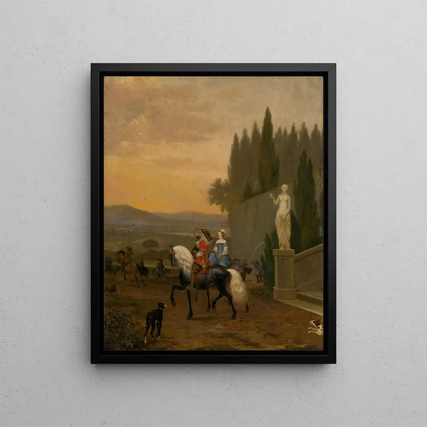 Departure for the hunt - Hendrick ten Oever — framed artwork on a wall